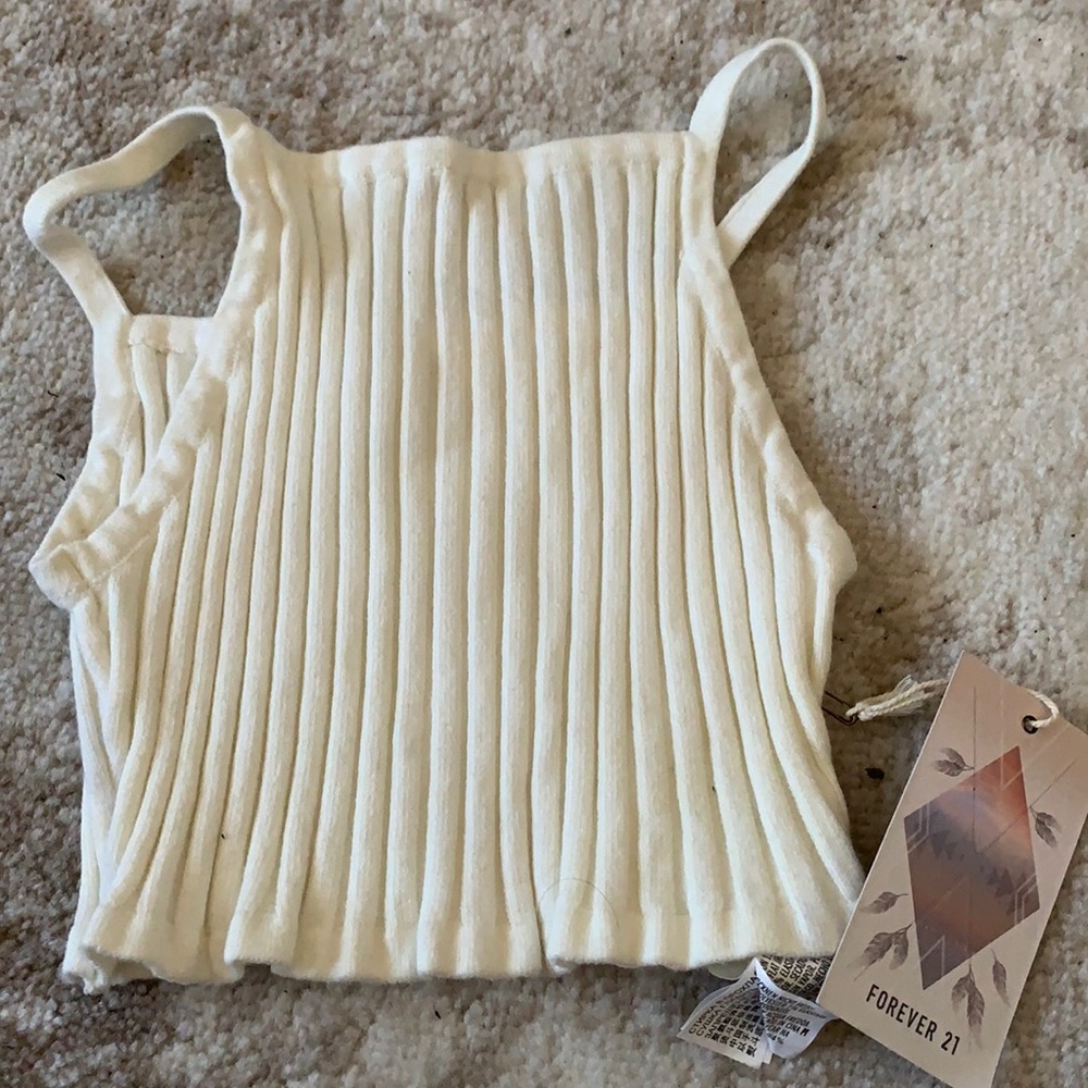 Festival forever 21 rib white knit tank crop top